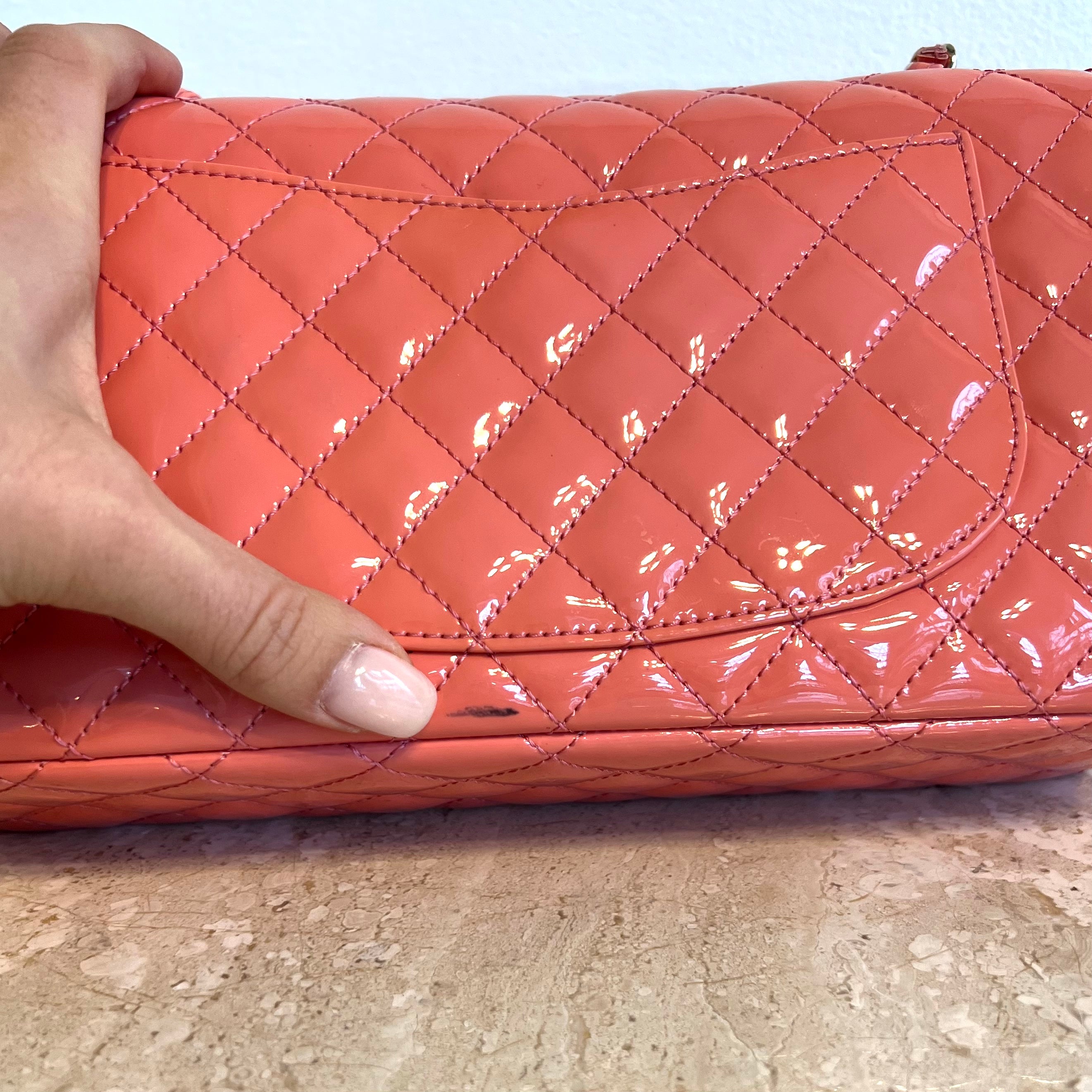 Pre-Owned CHANEL Coral Patent Ginza 5th Anniversary Limited Edition Charm Bag