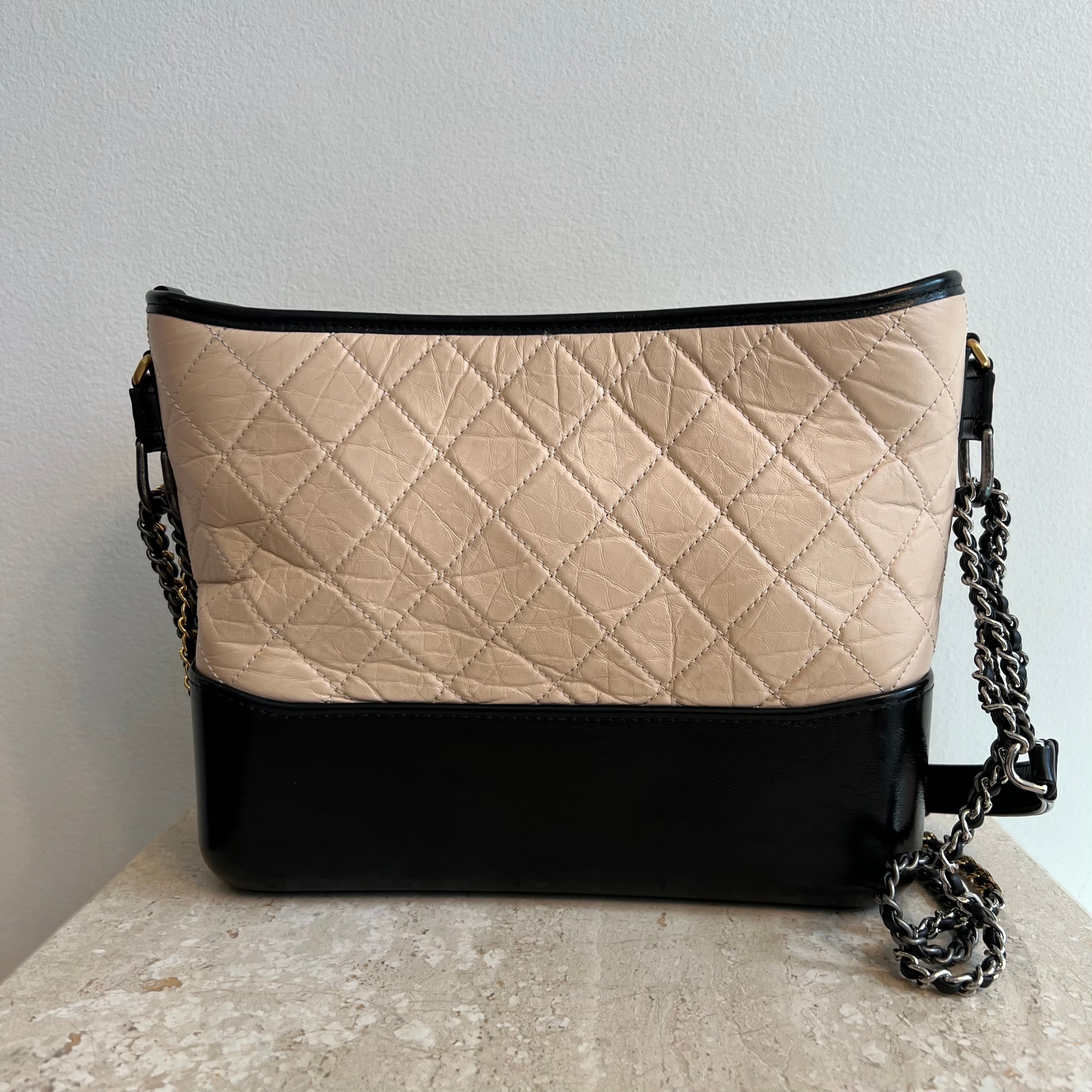 Pre-Owned CHANEL Nude & Black Gabrielle Hobo