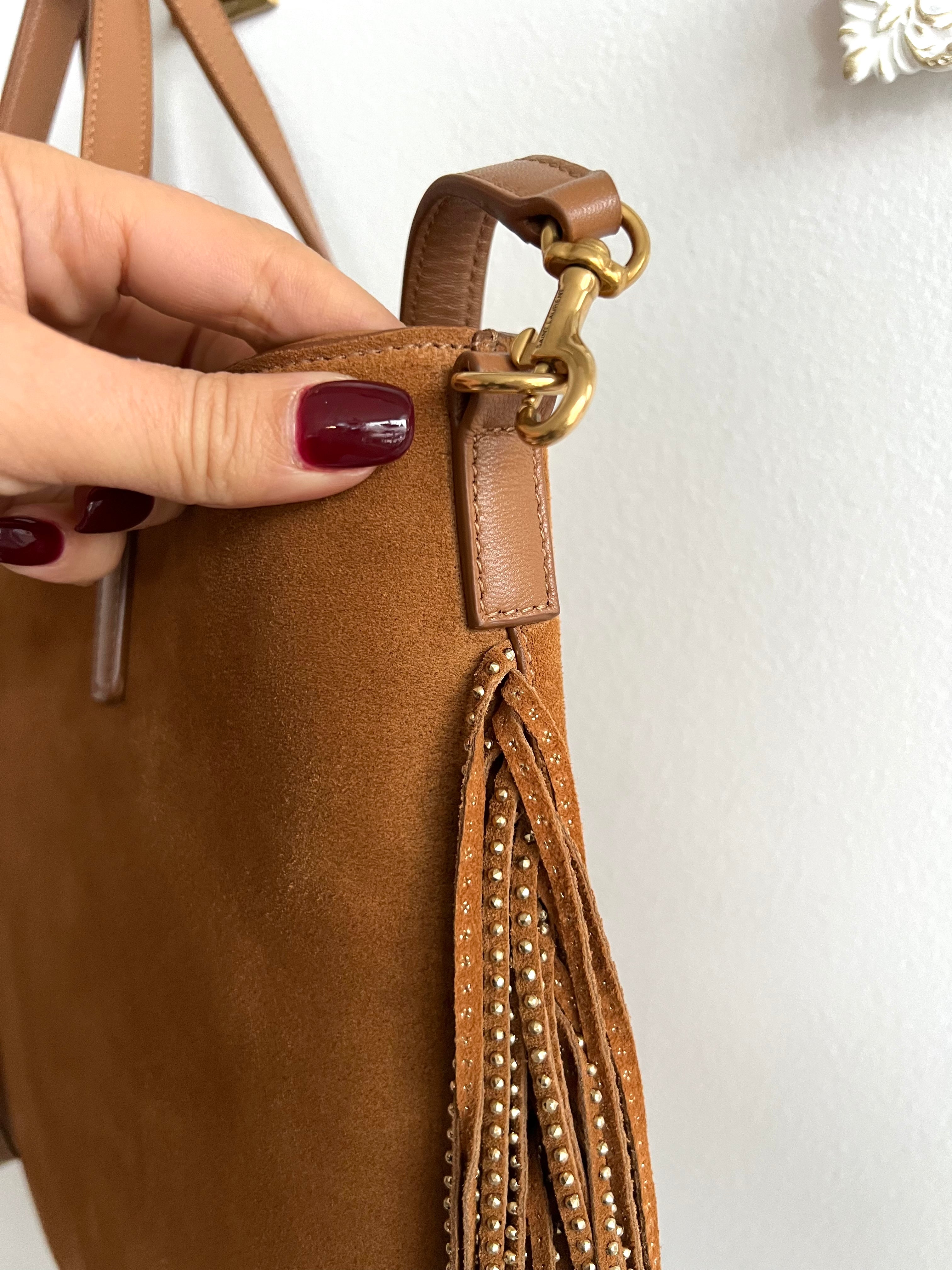 Pre-owned YVES SAINT LAURENT Cinnamon Suede Shopping Tote