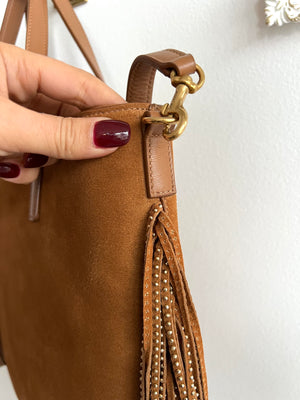 Pre-owned YVES SAINT LAURENT Cinnamon Suede Shopping Tote