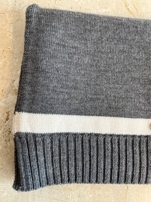 Pre-Owned GUCCI 100% Wool Grey & Ivory Scarf