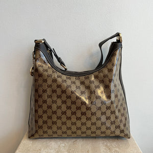 Pre-Owned GUCCI Crystal Coated GG Hobo