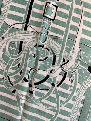 Pre-Owned HERMES "Coaching" Green Bandana 55