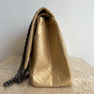 Pre-Owned CHANEL Gold Aged Calfskin Leather Reissue 226 Double Flap