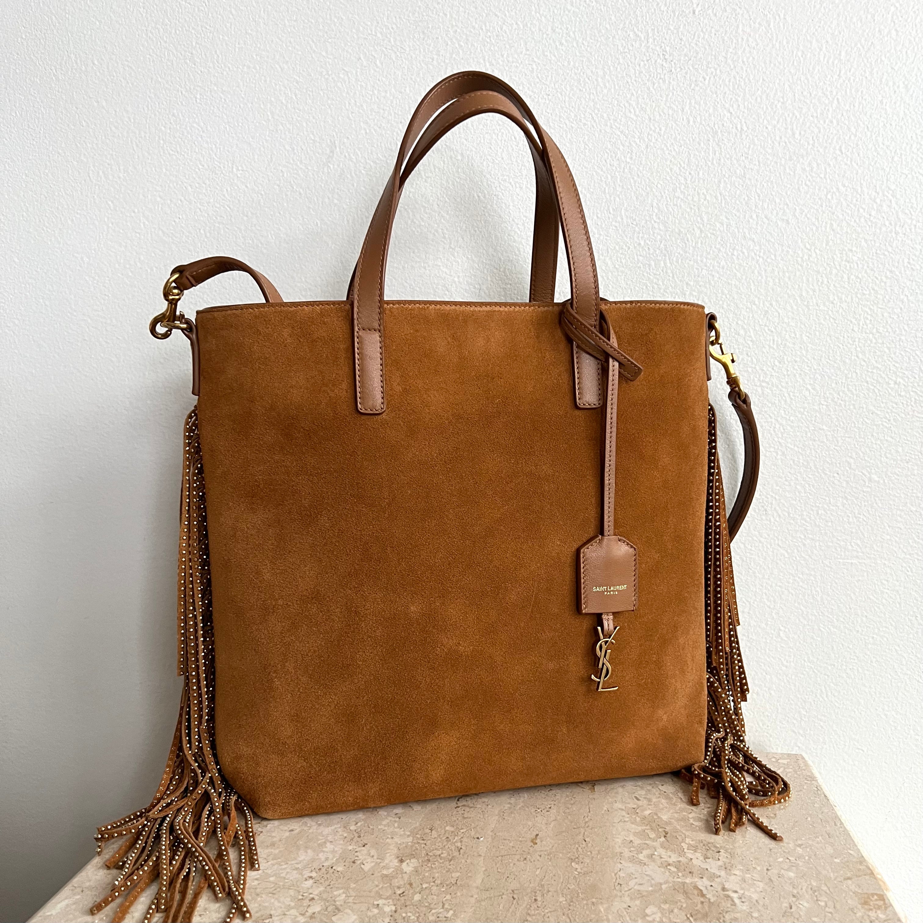 Pre-owned YVES SAINT LAURENT Cinnamon Suede Shopping Tote
