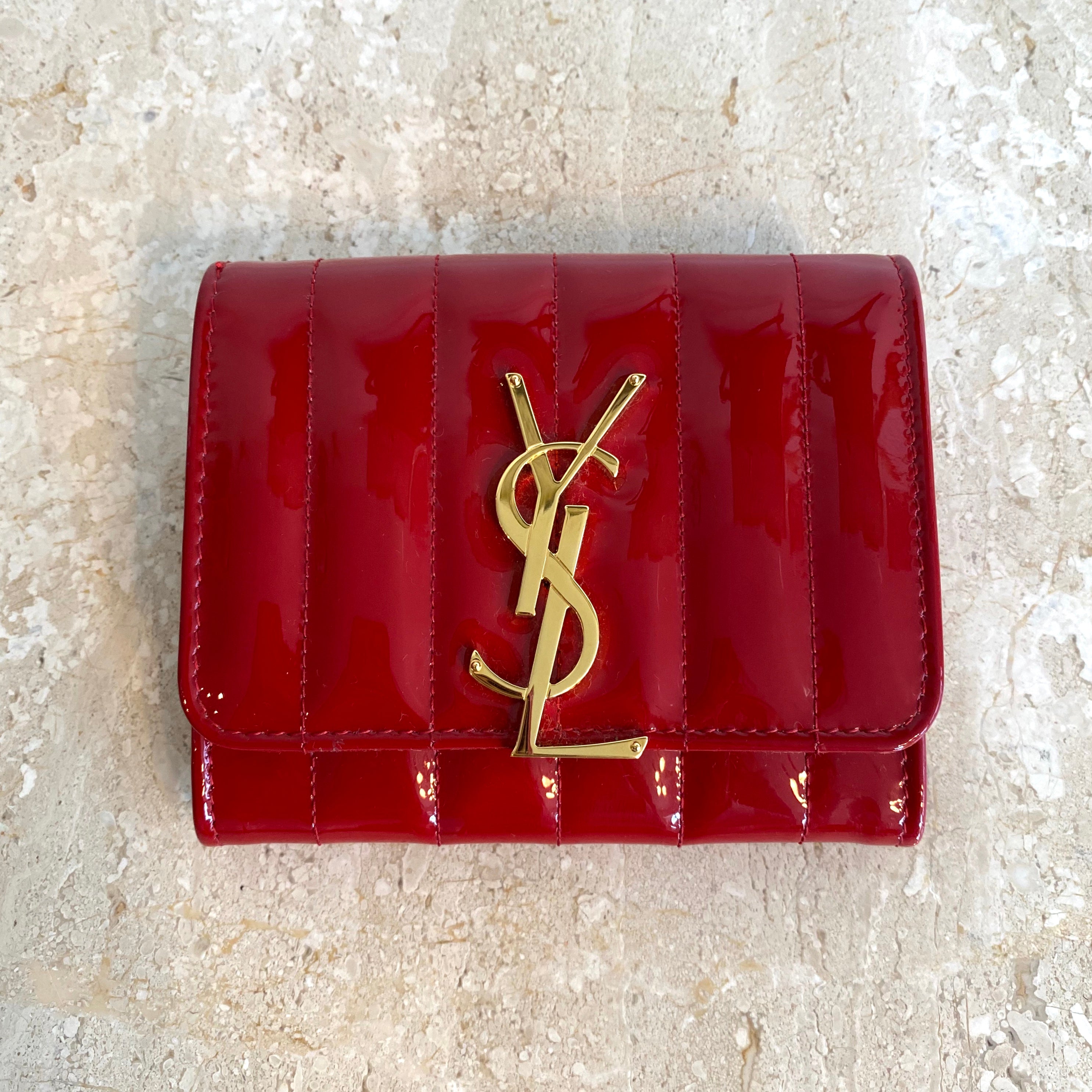 Authentic YVES SAINT LAURENT Red Patent Wallet –