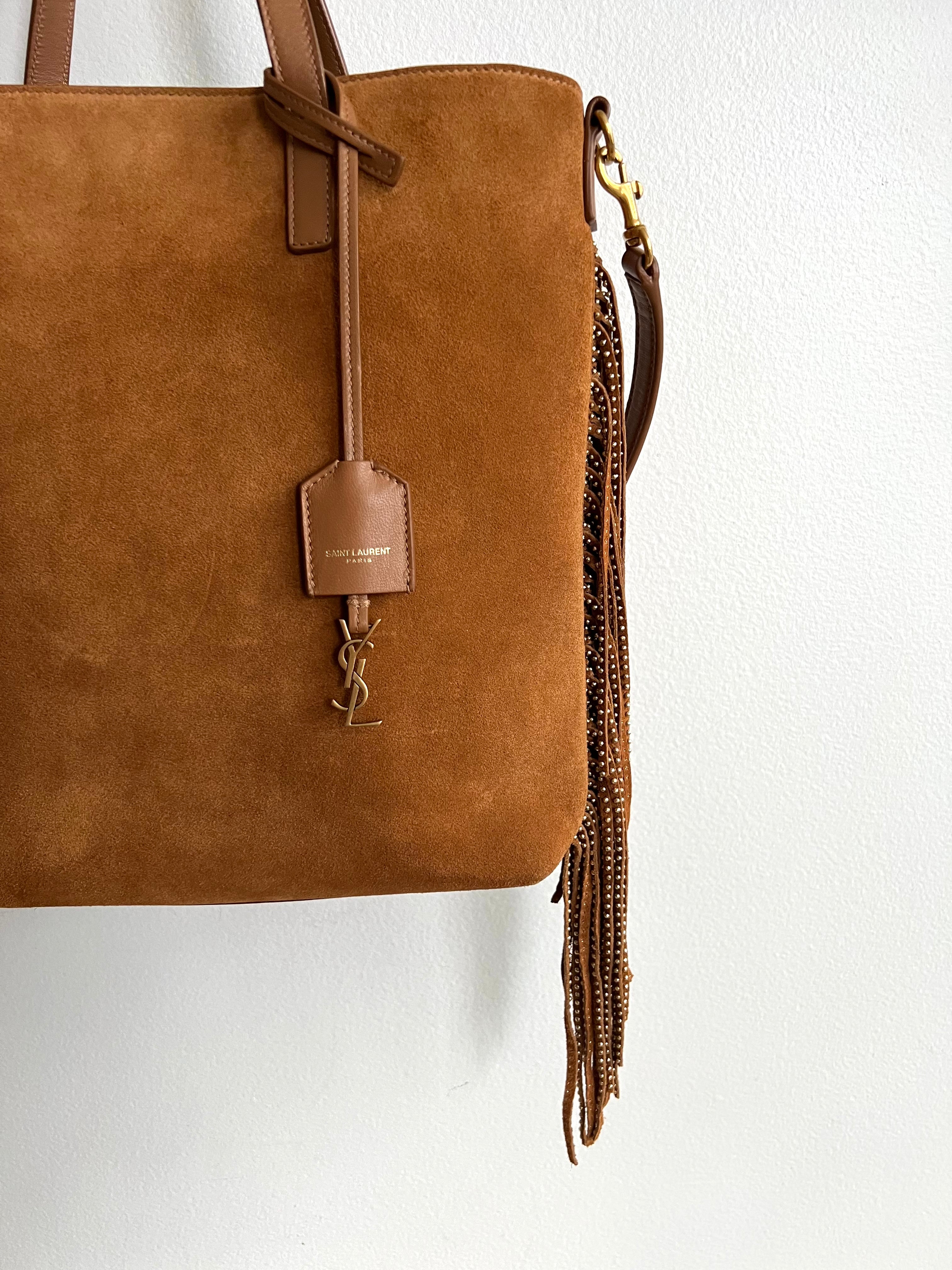 Pre-owned YVES SAINT LAURENT Cinnamon Suede Shopping Tote