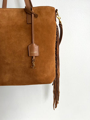 Pre-owned YVES SAINT LAURENT Cinnamon Suede Shopping Tote