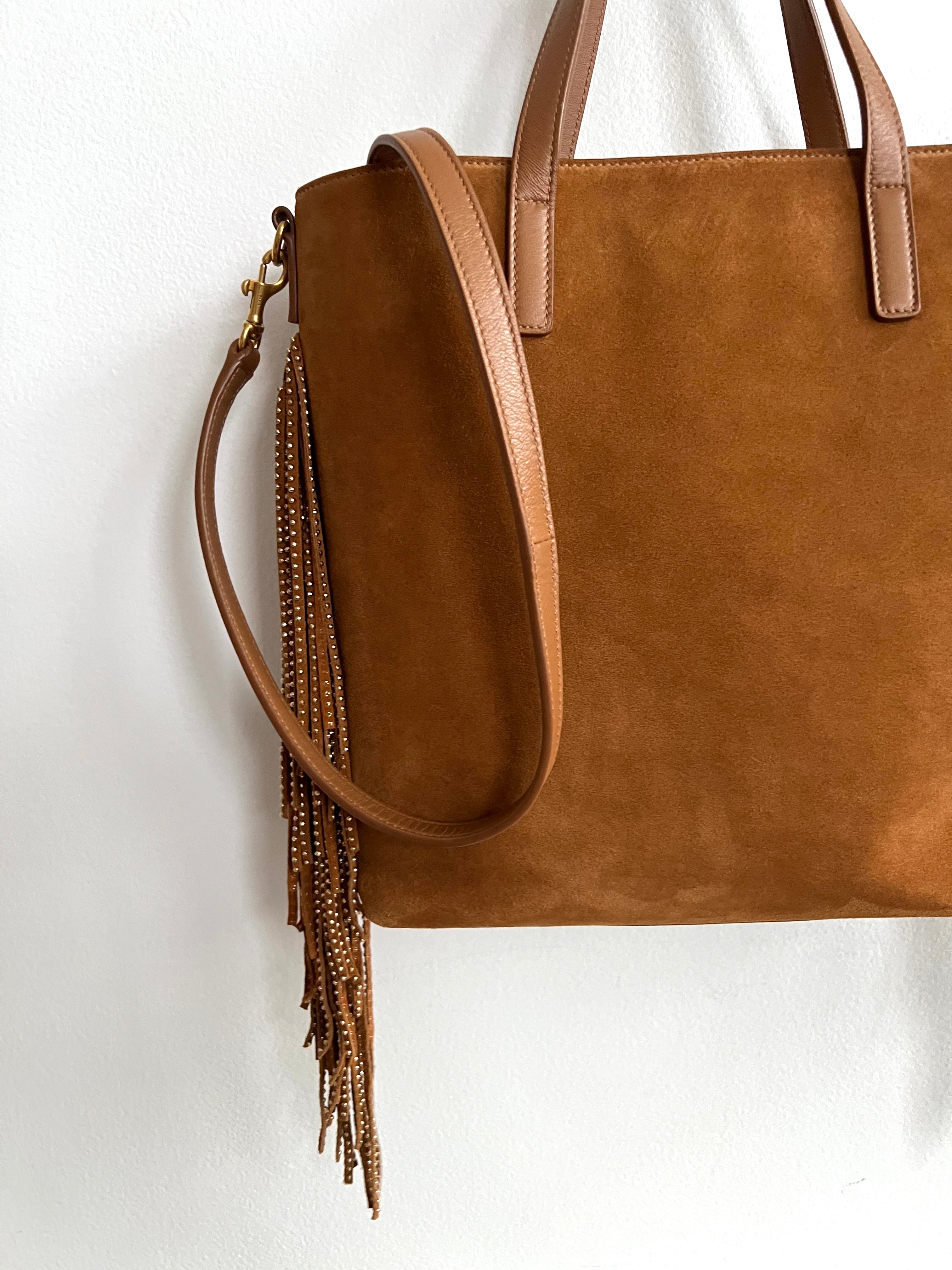 Pre-owned YVES SAINT LAURENT Cinnamon Suede Shopping Tote