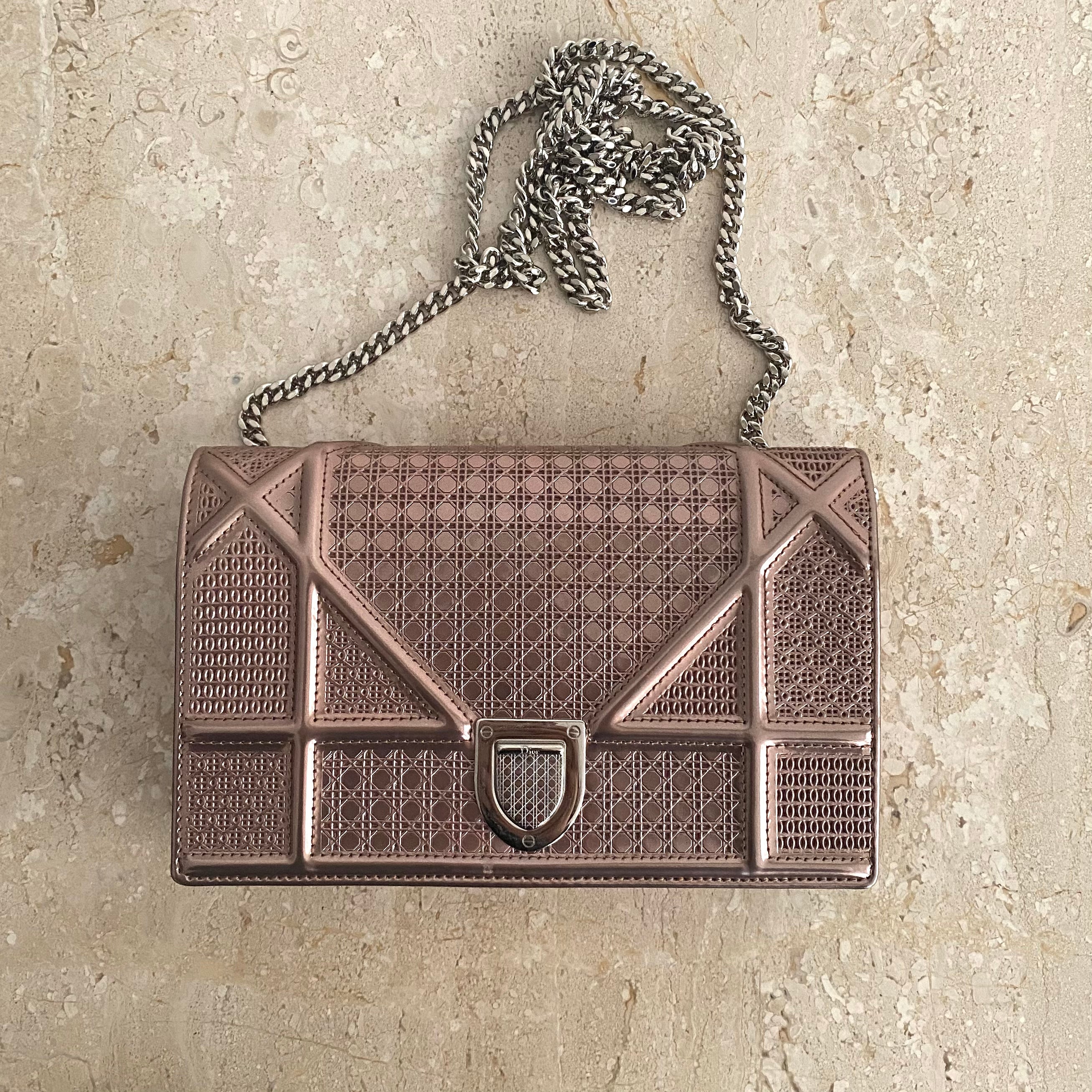 Authentic CHRISTIAN DIOR Micro Cannage Diorama Wallet on Chain Valamode #80 Authentic CHRISTIAN DIOR Micro Cannage Diorama Wallet on Chain Valamode