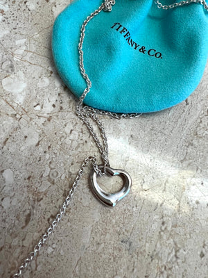 Pre-Owned TIFFANY & CO. Sterling Silver Open Heart Lariat Necklace