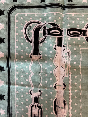 Pre-Owned HERMES "Coaching" Green Bandana 55