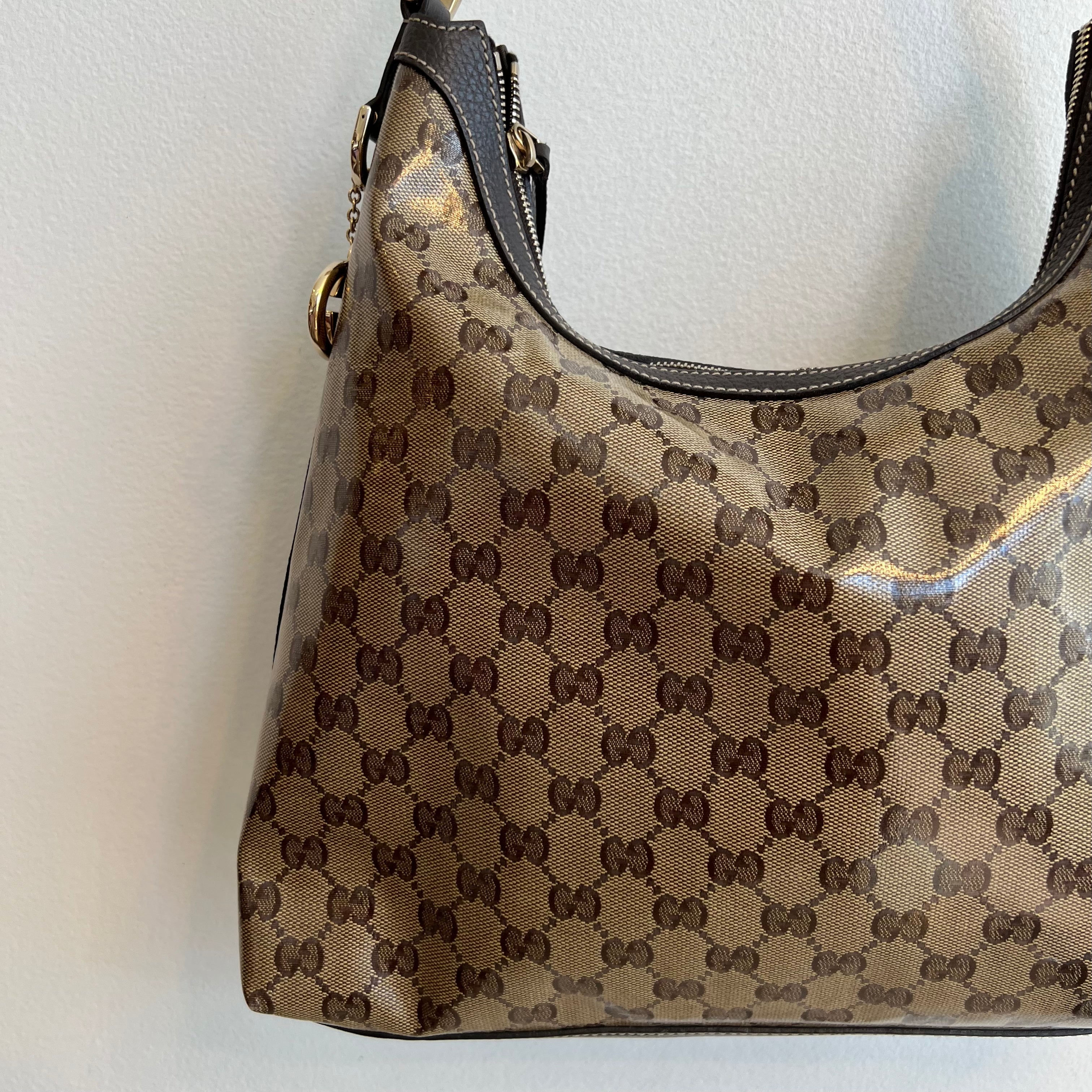 Pre-Owned GUCCI Crystal Coated GG Hobo