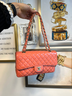 Pre-Owned CHANEL Coral Patent Ginza 5th Anniversary Limited Edition Charm Bag
