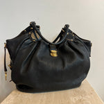 Pre-owned LOUIS VUITTON Surya Mahina Black Leather Shoulder Tote