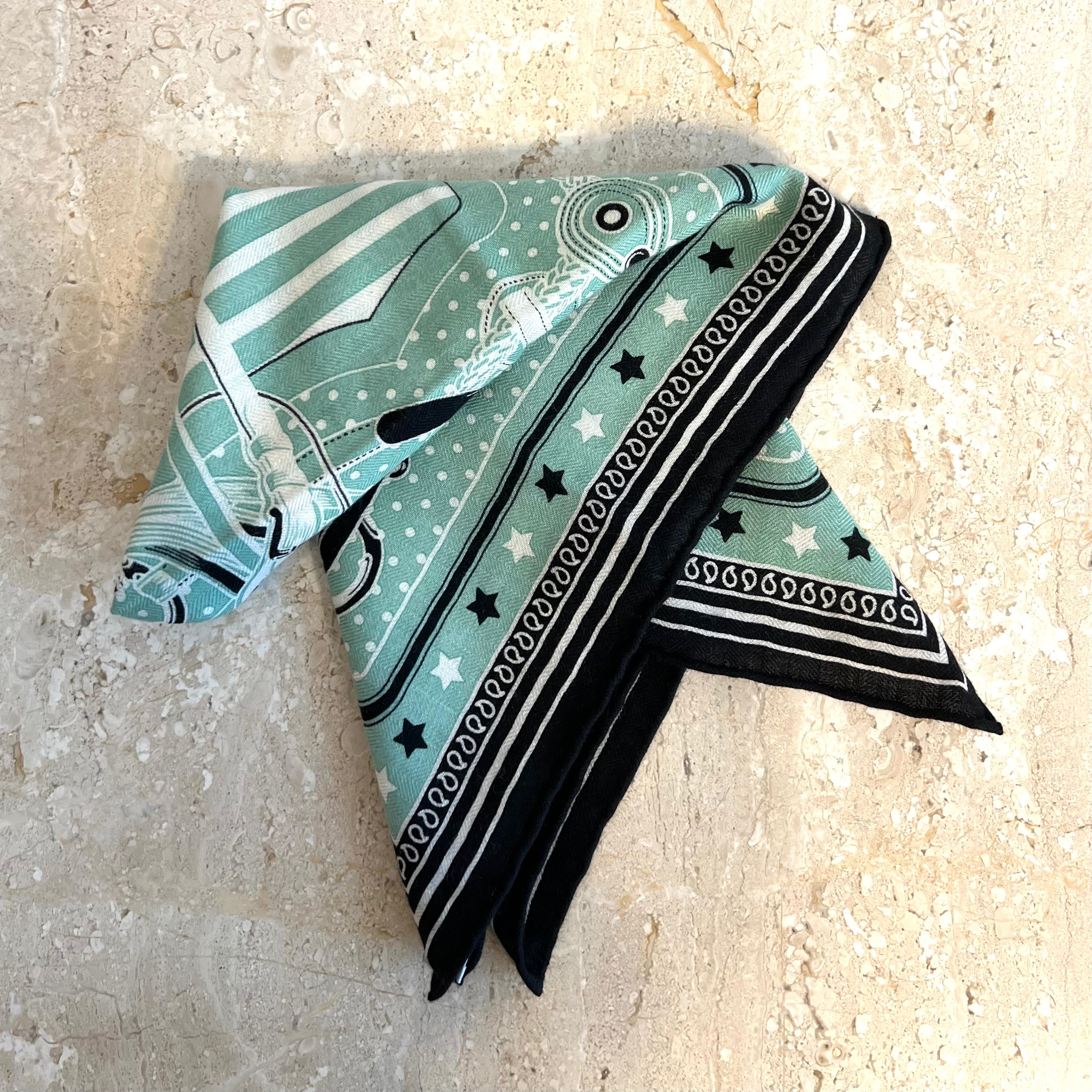 Pre-Owned HERMES "Coaching" Green Bandana 55