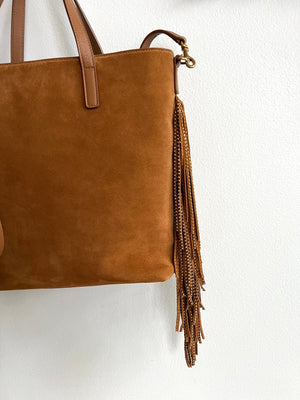 Pre-owned YVES SAINT LAURENT Cinnamon Suede Shopping Tote