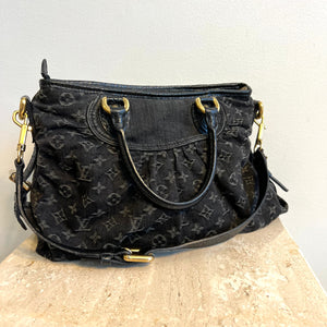 Louis Vuitton black denim Neo Cabby MM at Jill's Consignment